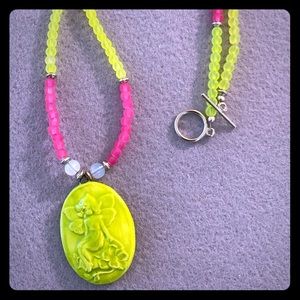 Bright lime green and pink necklace